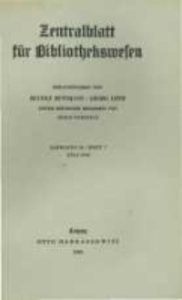 Zentralblatt f&uuml;r Bibliothekswesen. 1939.07 Jg.56 heft 7