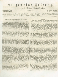Allgemeine Zeitung: mit allerh&ouml;chsten Privilegien. 1809.01.07 Nro.7
