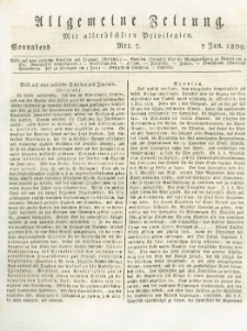 Allgemeine Zeitung: mit allerhöchsten Privilegien. 1809.01.07 Nro.7