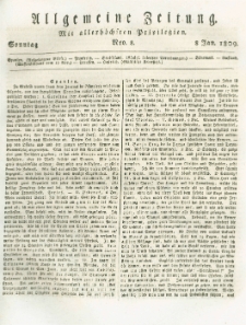 Allgemeine Zeitung: mit allerhöchsten Privilegien. 1809.01.08 Nro.8