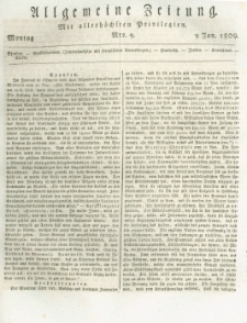 Allgemeine Zeitung: mit allerhöchsten Privilegien. 1809.01.09 Nro.9