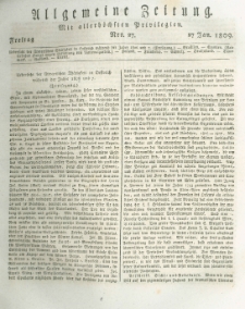 Allgemeine Zeitung: mit allerhöchsten Privilegien. 1809.01.27 Nro.27
