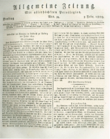 Allgemeine Zeitung: mit allerh&ouml;chsten Privilegien. 1809.02.03 Nro.34