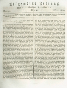 Allgemeine Zeitung: mit allerh&ouml;chsten Privilegien. 1809.02.06 Nro.37