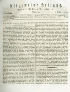 Allgemeine Zeitung: mit allerhöchsten Privilegien. 1809.02.07 Nro.38