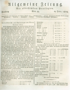 Allgemeine Zeitung: mit allerh&ouml;chsten Privilegien. 1809.02.24 Nro.55