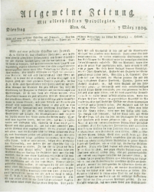 Allgemeine Zeitung: mit allerh&ouml;chsten Privilegien. 1809.03.07 Nro.66