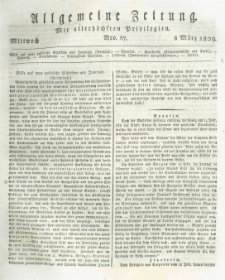 Allgemeine Zeitung: mit allerhöchsten Privilegien. 1809.03.08 Nro.67