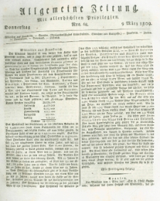 Allgemeine Zeitung: mit allerhöchsten Privilegien. 1809.03.09 Nro.68