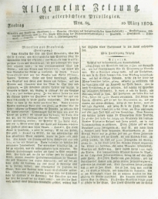 Allgemeine Zeitung: mit allerhöchsten Privilegien. 1809.03.10 Nro.69