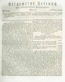 Allgemeine Zeitung: mit allerhöchsten Privilegien. 1809.03.13 Nro.72