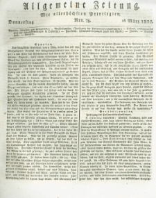 Allgemeine Zeitung: mit allerhöchsten Privilegien. 1809.03.16 Nro.75