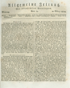Allgemeine Zeitung: mit allerh&ouml;chsten Privilegien. 1809.03.20 Nro.79