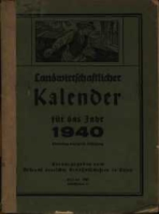Landwirtschaftlicher Kalender für das Jahr 1940