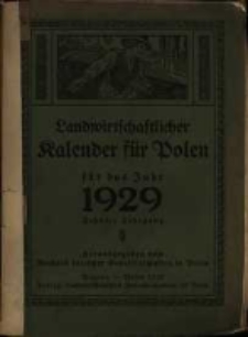 Landwirtschaftlicher Kalender für Polen für das Jahr 1929