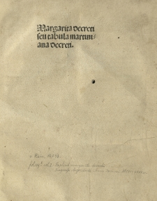 Margarita Decreti, seu Tabula Martiniana