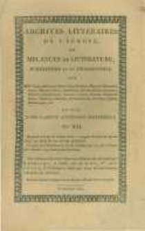 Archives littéraires de l'Europe: ou mélanges de littérature, d'histoire et de philosophie par une société de gens de lettres. Suivis d'une Gazette littéraire universelle. 1804 T.4 No.12