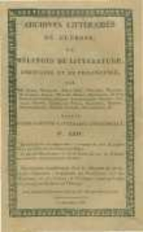 Archives littéraires de l'Europe: ou mélanges de littérature, d'histoire et de philosophie par une société de gens de lettres. Suivis d'une Gazette littéraire universelle. 1805 T.8 No.24