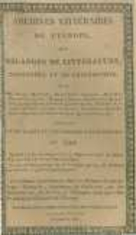 Archives littéraires de l'Europe: ou mélanges de littérature, d'histoire et de philosophie par une société de gens de lettres. Suivis d'une Gazette littéraire universelle. 1806 T.9 No.25