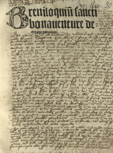 Breviloquium sancti Bonauenture de ordine minorum