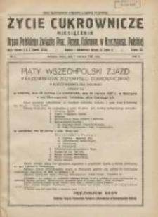 Życie Cukrownicze : miesięcznik : organ Polskiego Związku Pracowników Przemysłu Cukrowniczego w Rzeczypospolitej Polskiej 1927.06.01 R.5 Nr4