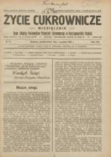 Życie Cukrownicze : miesięcznik : organ Polskiego Związku Pracowników Przemysłu Cukrowniczego w Rzeczypospolitej Polskiej 1930.12.01 R.8 Nr12