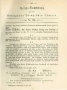 Gesetz-Sammlung f&uuml;r die K&ouml;niglichen Preussischen Staaten. 1879.07.02 No28