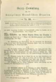 Gesetz-Sammlung f&uuml;r die K&ouml;niglichen Preussischen Staaten. 1879.08.23 No33