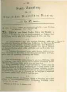 Gesetz-Sammlung f&uuml;r die K&ouml;niglichen Preussischen Staaten. 1879.09.16 No37