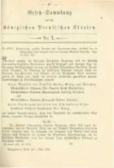 Gesetz-Sammlung für die Königlichen Preussischen Staaten. 1884.03.01 No7