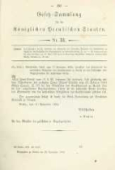 Gesetz-Sammlung für die Königlichen Preussischen Staaten. 1884.11.28 No31