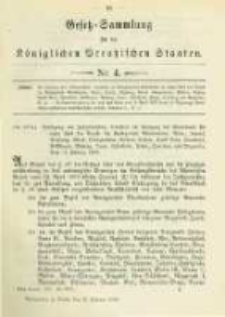 Gesetz-Sammlung f&uuml;r die K&ouml;niglichen Preussischen Staaten. 1898.02.26 No4