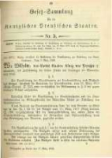 Gesetz-Sammlung f&uuml;r die K&ouml;niglichen Preussischen Staaten. 1898.03.17 No5