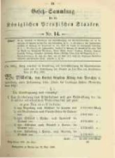 Gesetz-Sammlung f&uuml;r die K&ouml;niglichen Preussischen Staaten. 1898.05.24 No14