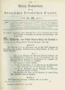 Gesetz-Sammlung f&uuml;r die K&ouml;niglichen Preussischen Staaten. 1898.06.21 No19