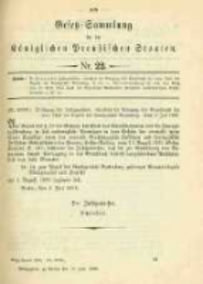 Gesetz-Sammlung f&uuml;r die K&ouml;niglichen Preussischen Staaten. 1898.07.13 No22