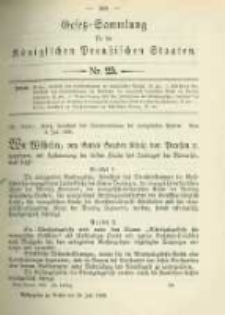 Gesetz-Sammlung f&uuml;r die K&ouml;niglichen Preussischen Staaten. 1898.07.25 No25