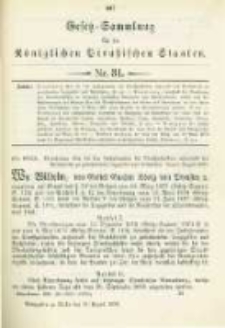 Gesetz-Sammlung f&uuml;r die K&ouml;niglichen Preussischen Staaten. 1898.08.31 No31