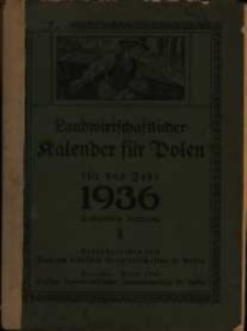 Landwirtschaftlicher Kalender für Polen für das Jahr 1936