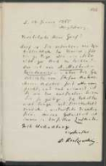 List Józefa Ignacego Kraszewskiego do Wawrzyńca Benzelstjerny-Engeströma z 14 stycznia 1885 roku