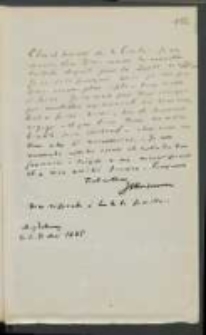 List Józefa Ignacego Kraszewskiego do Wawrzyńca Benzelstjerny-Engeströma z 31 maja 1885 roku