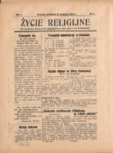 Życie Religijne: bezpłatny dodatek tygodniowy do "Gazety Polskiej"1939.08.27 R.1 Nr6
