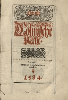 Das Alte Cölmische Recht [wyd. Heinrich Stroband]