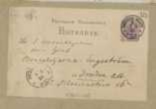 Karta pocztowa pisana przez [Józefa Ignacego Kraszewskiego] do Wawrzyńca Benzelstjerny-Engeströma z datownikiem z 7 lutego 1880 roku