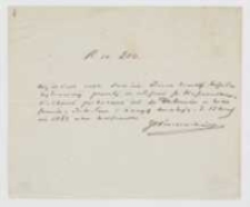Pokwitowanie Józefa Ignacego Kraszewskiego dla Jana Hussarowskiego z 15 kwietnia 1862 roku