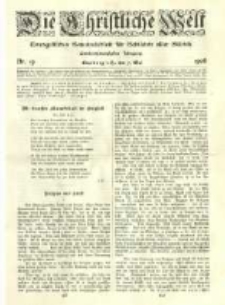 Die Christliche Welt: evangelisches Gemeindeblatt für Gebildete aller Stände. 1908.05.07 Jg.22 Nr.19