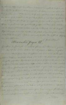 List papieża Aleksandra VI do króla Jana Olbrachta, Rzym 10.10.1498