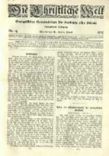 Die Christliche Welt: evangelisches Gemeindeblatt f&uuml;r Gebildete aller St&auml;nde. 1905.04.06 Jg.19 Nr.14