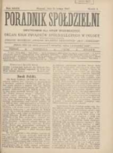 Poradnik Spółdzielni: dwutygodnik dla spraw spółdzielczych: organ Unji Związków Spółdzielczych w Polsce 1927.02.15 R.34 Nr4