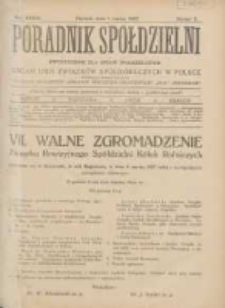 Poradnik Spółdzielni: dwutygodnik dla spraw spółdzielczych: organ Unji Związków Spółdzielczych w Polsce 1927.03.01 R.34 Nr5